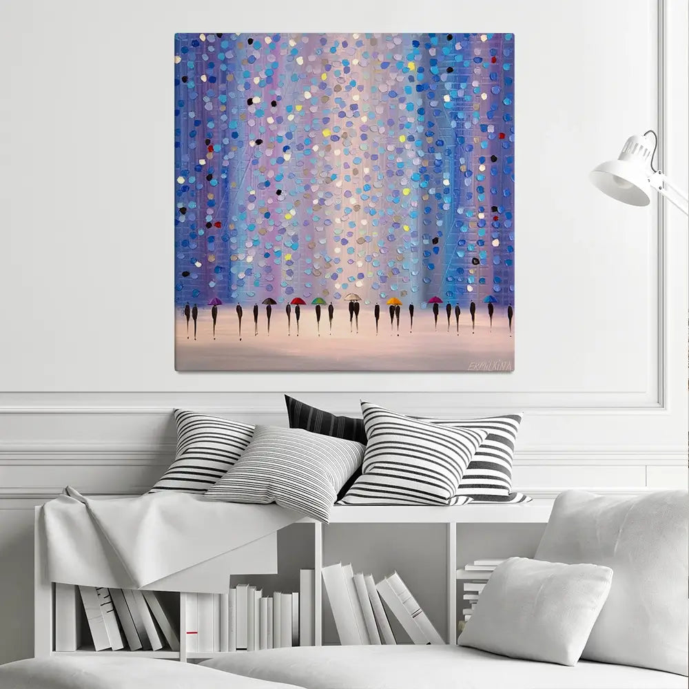 Colourful Umbrellas Against Purple Canvas Print Colourful Umbrellas Against Purple Canvas Print wall art product Ekaterina Ermilkina