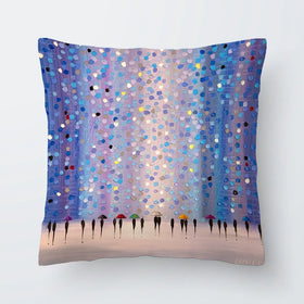 Colourful Umbrellas Against Purple Cushion Colourful Umbrellas Against Purple Cushion wall art product Ekaterina Ermilkina