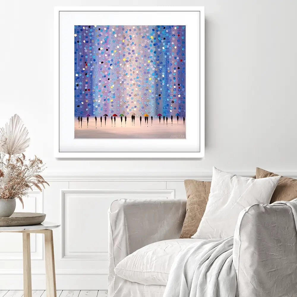 Colourful Umbrellas Against Purple Framed Art Print Colourful Umbrellas Against Purple Framed Art Print wall art product Ekaterina Ermilkina