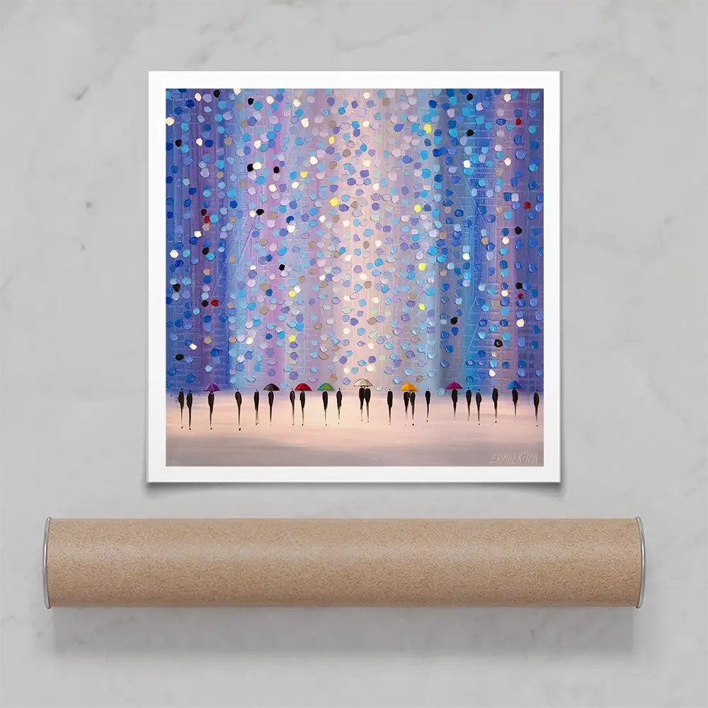 Colourful Umbrellas Against Purple Square Art Print Colourful Umbrellas Against Purple Square Art Print wall art product Ekaterina Ermilkina