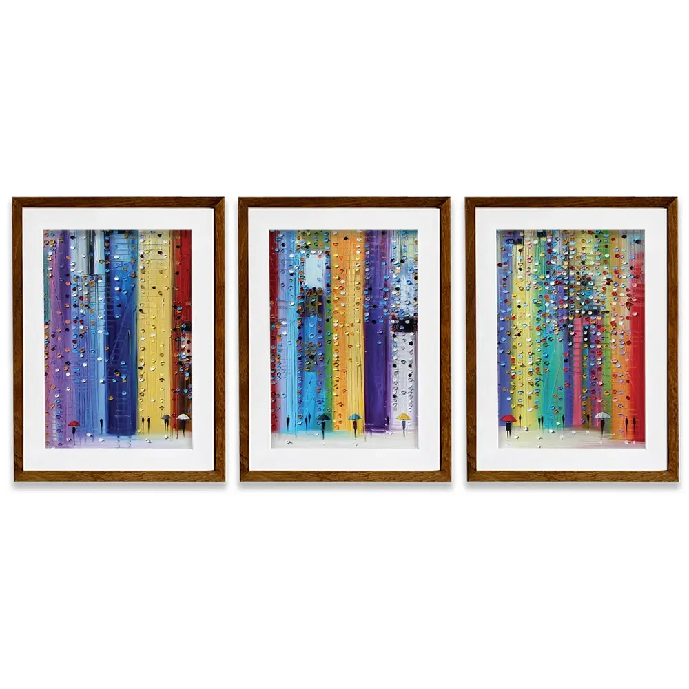 Colourful Umbrellas Framed Art Print Trio Colourful Umbrellas Framed Art Print Trio wall art product Ekaterina Ermilkina
