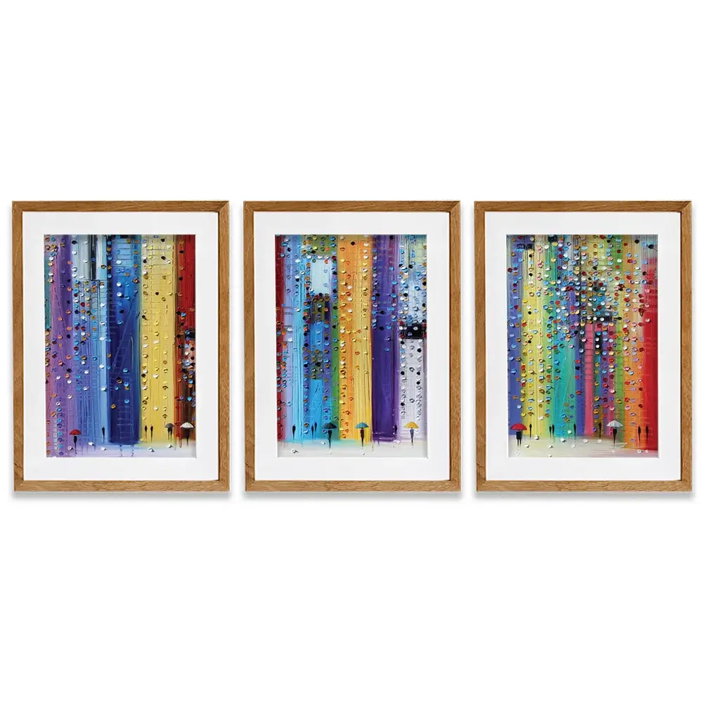 Colourful Umbrellas Framed Art Print Trio Colourful Umbrellas Framed Art Print Trio wall art product Ekaterina Ermilkina