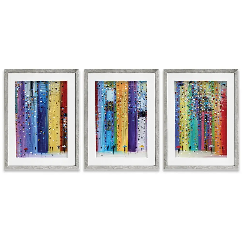 Colourful Umbrellas Framed Art Print Trio Colourful Umbrellas Framed Art Print Trio wall art product Ekaterina Ermilkina