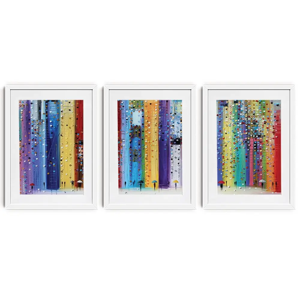 Colourful Umbrellas Framed Art Print Trio Colourful Umbrellas Framed Art Print Trio wall art product Ekaterina Ermilkina
