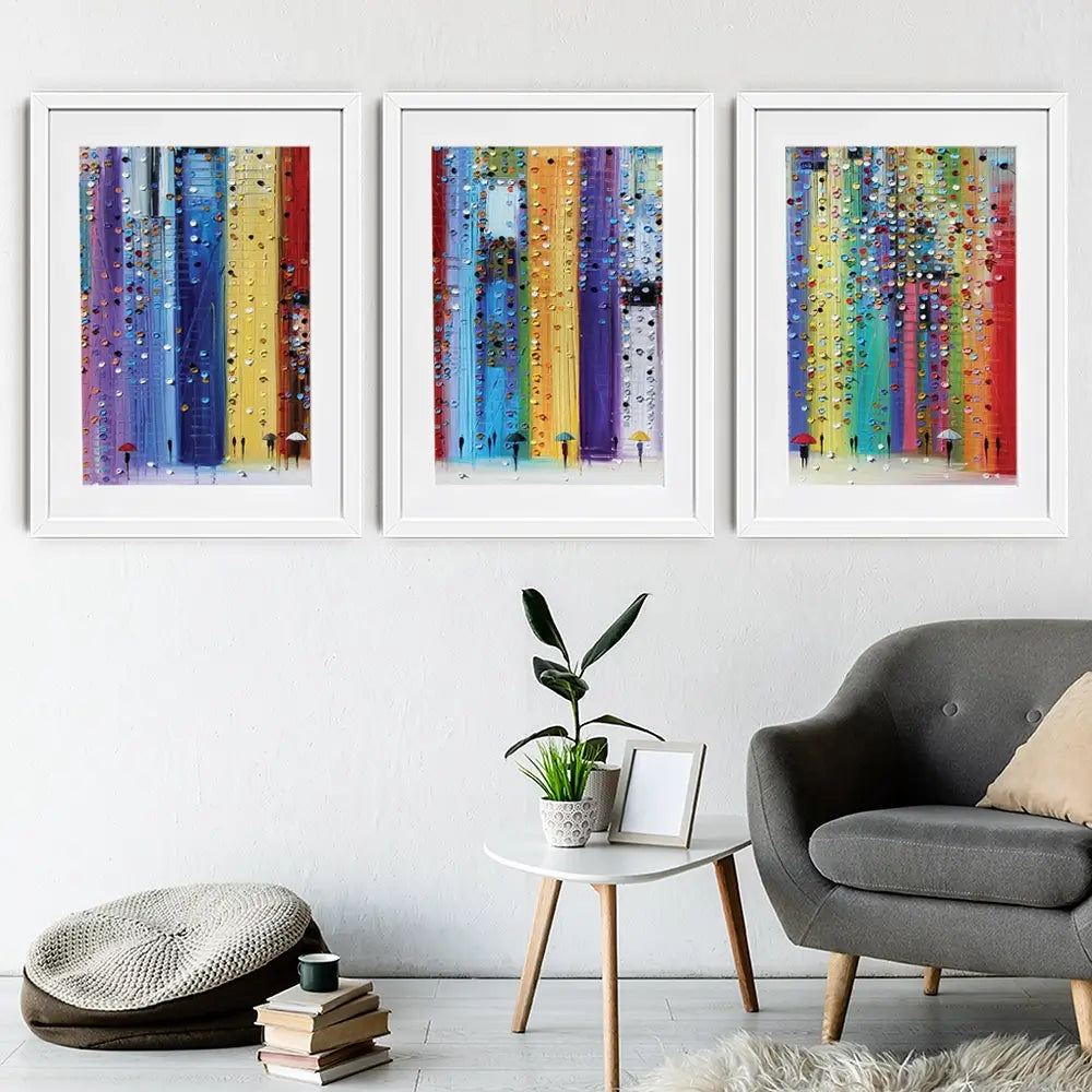 Colourful Umbrellas Framed Art Print Trio Colourful Umbrellas Framed Art Print Trio wall art product Ekaterina Ermilkina