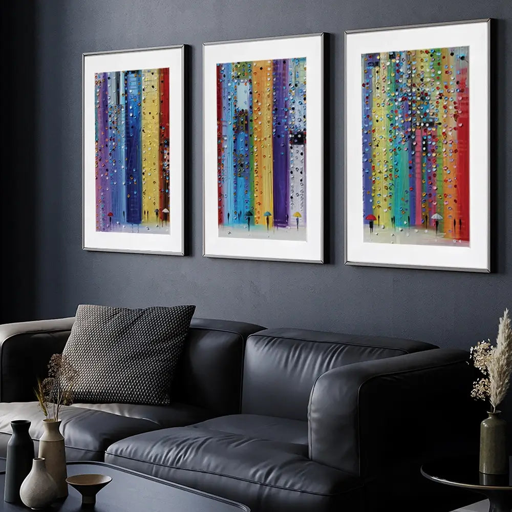 Colourful Umbrellas Framed Art Print Trio Colourful Umbrellas Framed Art Print Trio wall art product Ekaterina Ermilkina
