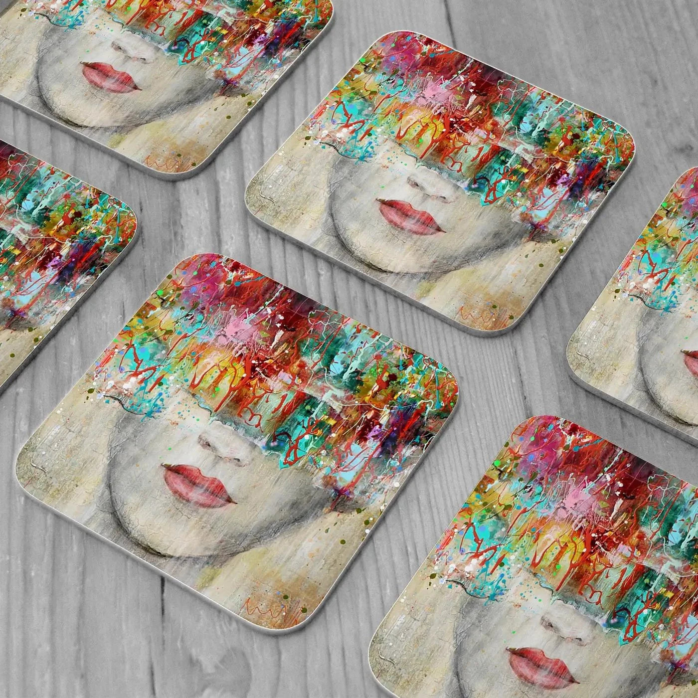Colourful Vibes Coaster Set Rainbow Soul Tree Coaster Set | Rainbow Soul Tree Art Coasters wall art product Studio Paint-Ing