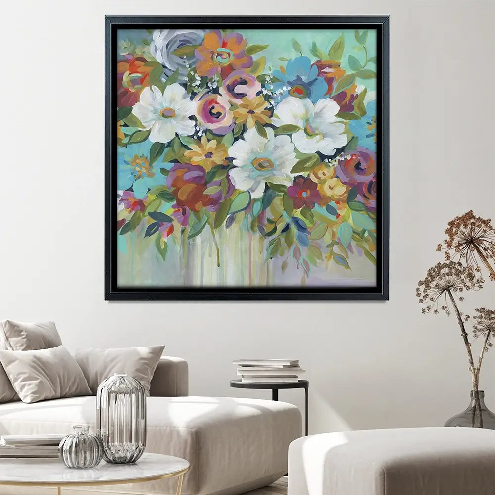 Confetti Bouquet Square Canvas Print Confetti Bouquet Square Canvas Print wall art product Carol Robinson