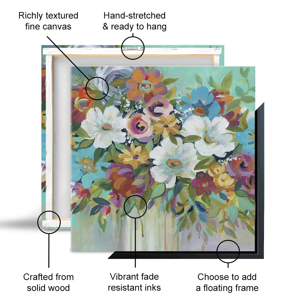 Confetti Bouquet Square Canvas Print Confetti Bouquet Square Canvas Print wall art product Carol Robinson