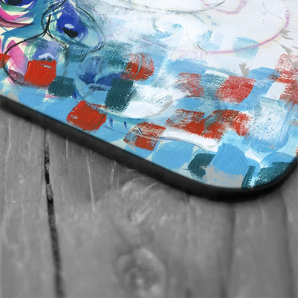 Confetti Peacock Coaster Set Confetti Peacock Coaster Set wall art product Jennifer Goldberger