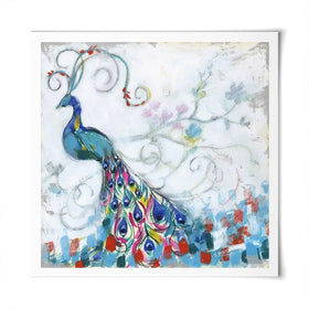 Confetti Peacock Square Art Print Confetti Peacock Square Art Print wall art product Jennifer Goldberger