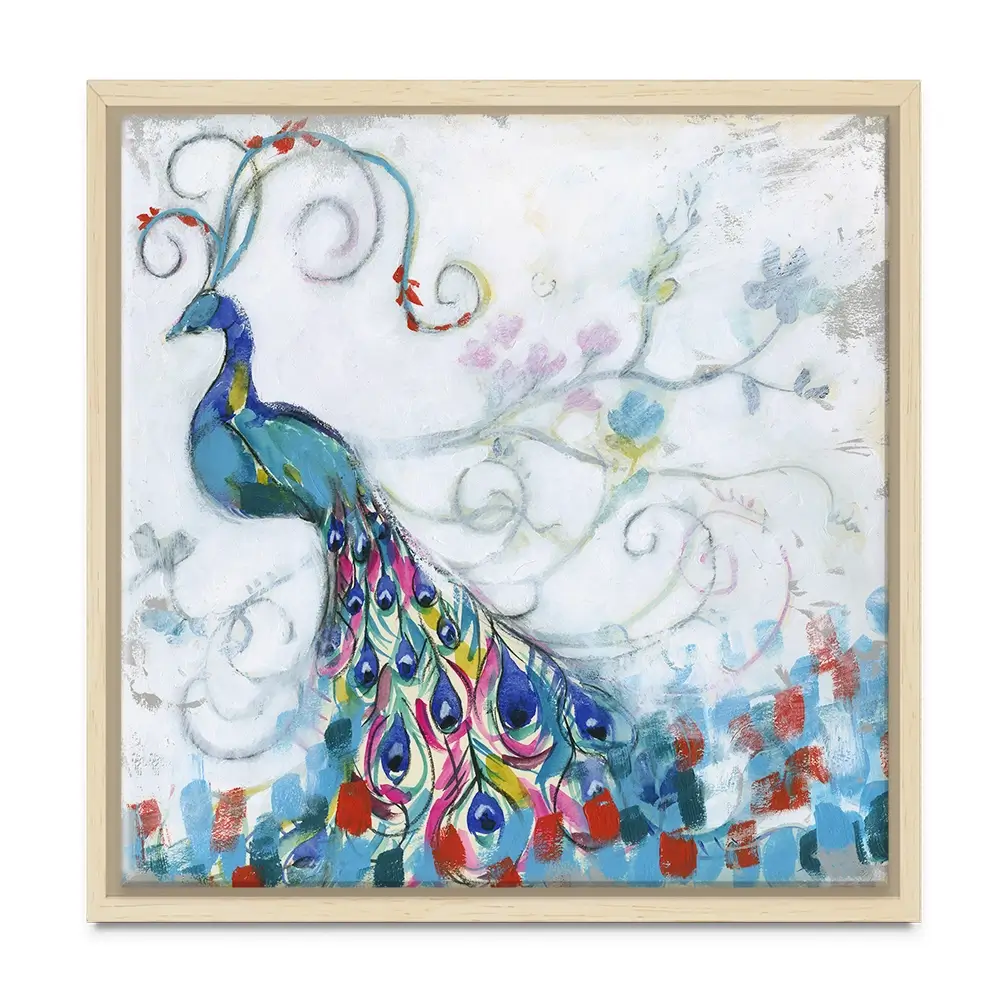 Confetti Peacock Square Canvas Print Confetti Peacock Square Canvas Print wall art product Jennifer Goldberger