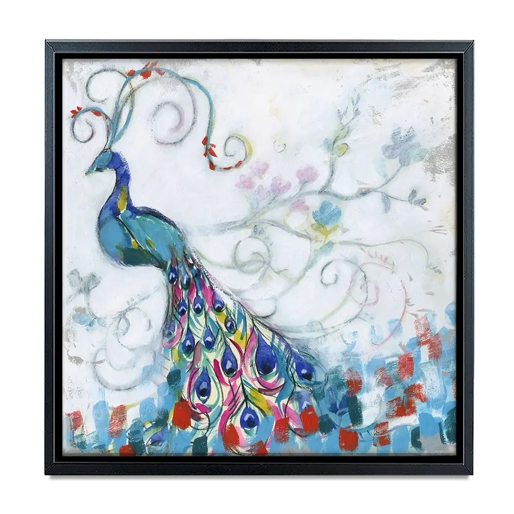 Confetti Peacock Square Canvas Print Confetti Peacock Square Canvas Print wall art product Jennifer Goldberger