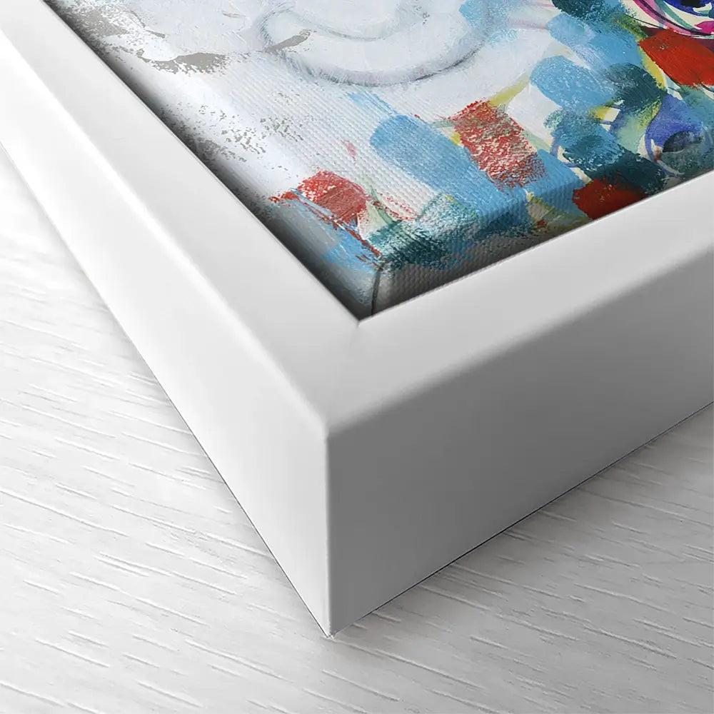 Confetti Peacock Square Canvas Print Confetti Peacock Square Canvas Print wall art product Jennifer Goldberger