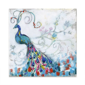 Confetti Peacock Square Canvas Print Confetti Peacock Square Canvas Print wall art product Jennifer Goldberger