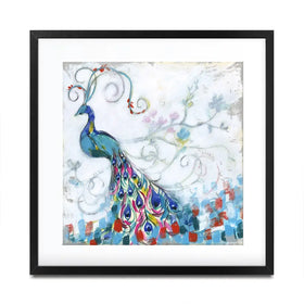 Confetti Peacock Square Framed Art Print Confetti Peacock Square Framed Art Print wall art product Jennifer Goldberger