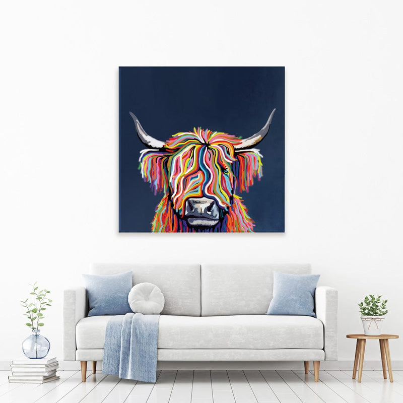 Coo In Navy Blue Square Canvas Print wall art product Independent