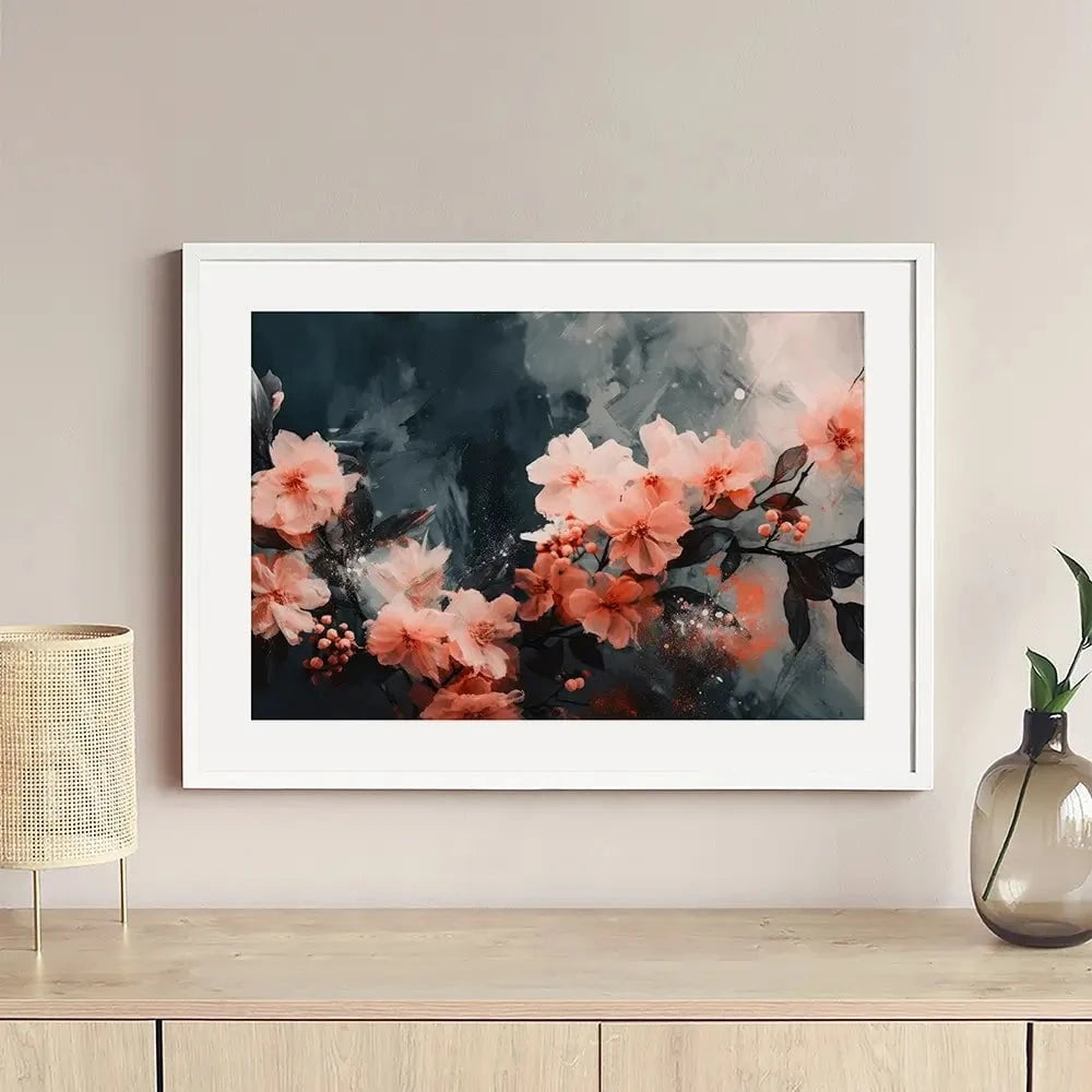 Coral Floating Blossoms Framed Art Print Coral Floating Blossoms Framed Art Print wall art product Treechild