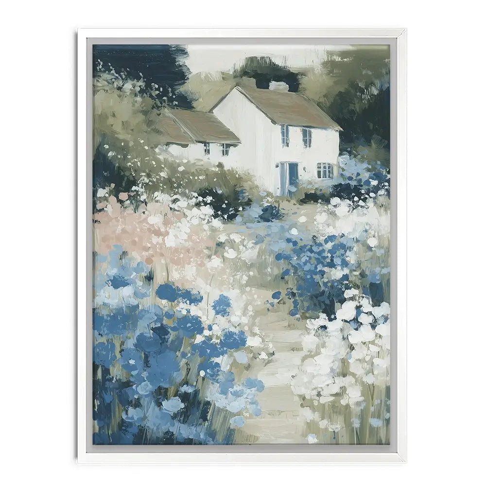 Cottage In A Bloom Field Canvas Print Cottage In A Bloom Field Canvas Print wall art product Chromatic Storm Studio