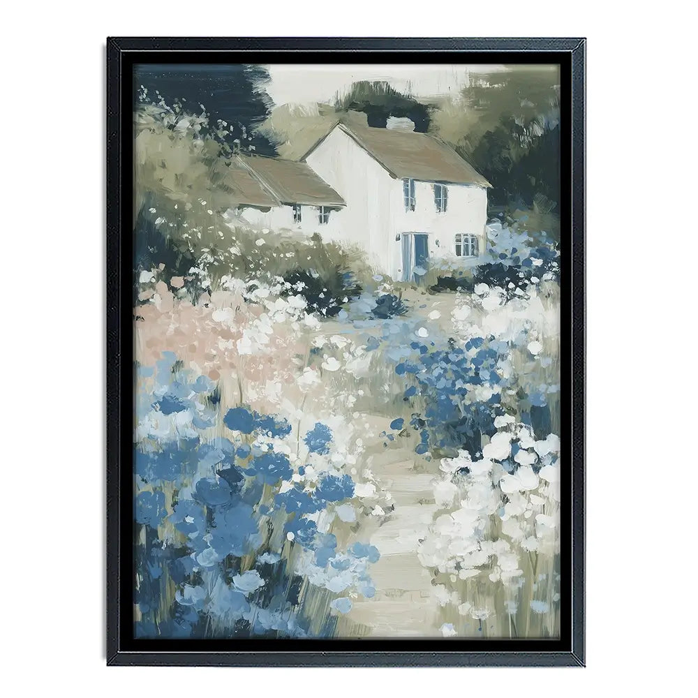 Cottage In A Bloom Field Canvas Print Cottage In A Bloom Field Canvas Print wall art product Chromatic Storm Studio
