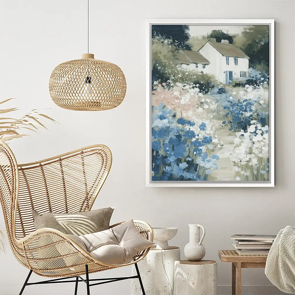 Cottage In A Bloom Field Canvas Print Cottage In A Bloom Field Canvas Print wall art product Chromatic Storm Studio