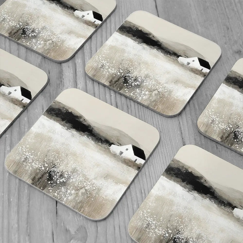 Cottage In Pale Field 2 Coaster Set Cottage In Pale Field 2 Coaster Set wall art product Chromatic Storm Studio