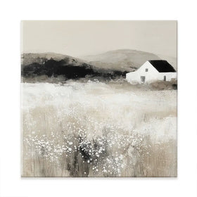 Cottage In Pale Field 2 Square Canvas Print Cottage In Pale Field 2 Square Canvas Print wall art product Chromatic Storm Studio