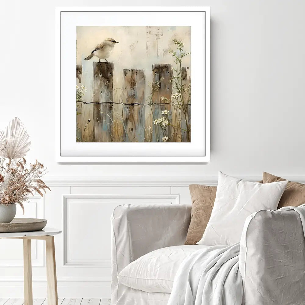 Country Bird Square Framed Art Print Country Bird Square Framed Art Print wall art product Arlington Prints - Independent