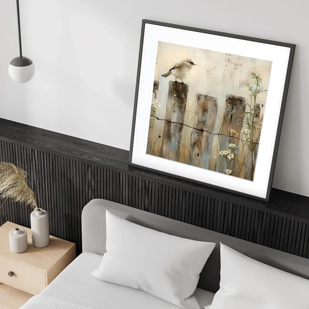 Country Bird Square Framed Art Print Country Bird Square Framed Art Print wall art product Arlington Prints - Independent