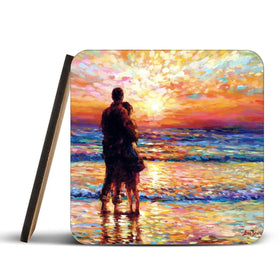 Couple At The Beach Coaster Set Rainbow Soul Tree Coaster Set | Rainbow Soul Tree Art Coasters wall art product Leon Devenice