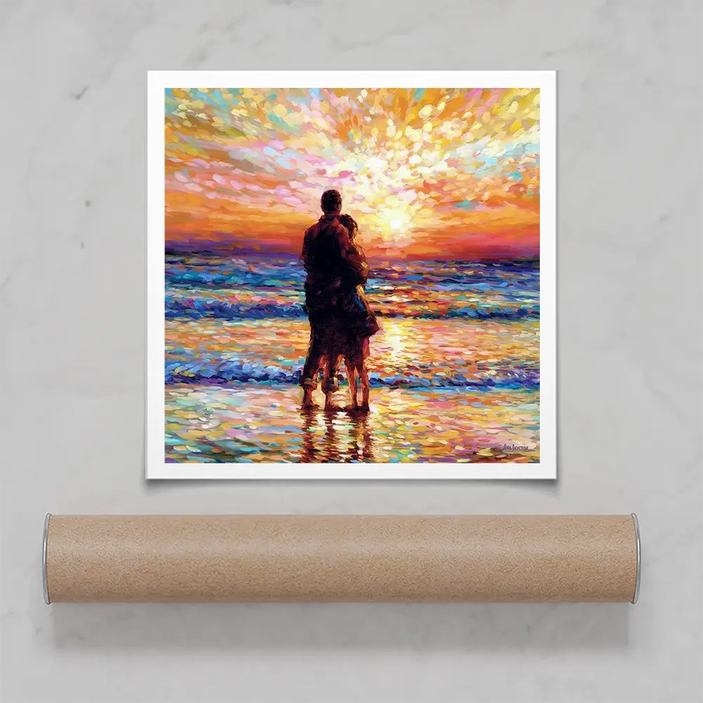 Couple At The Beach Square Art Print Couple At The Beach Square Art Print wall art product Leon Devenice