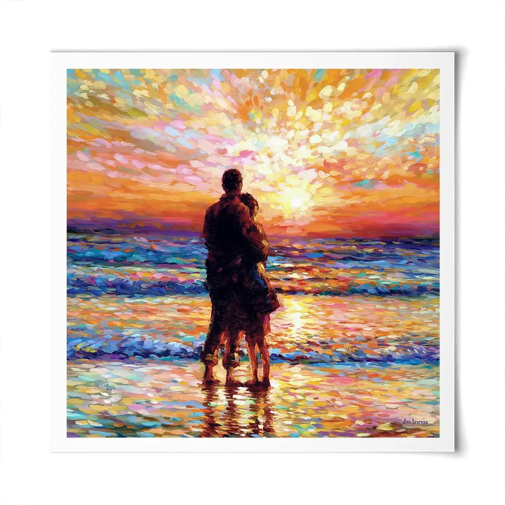 Couple At The Beach Square Art Print Couple At The Beach Square Art Print wall art product Leon Devenice