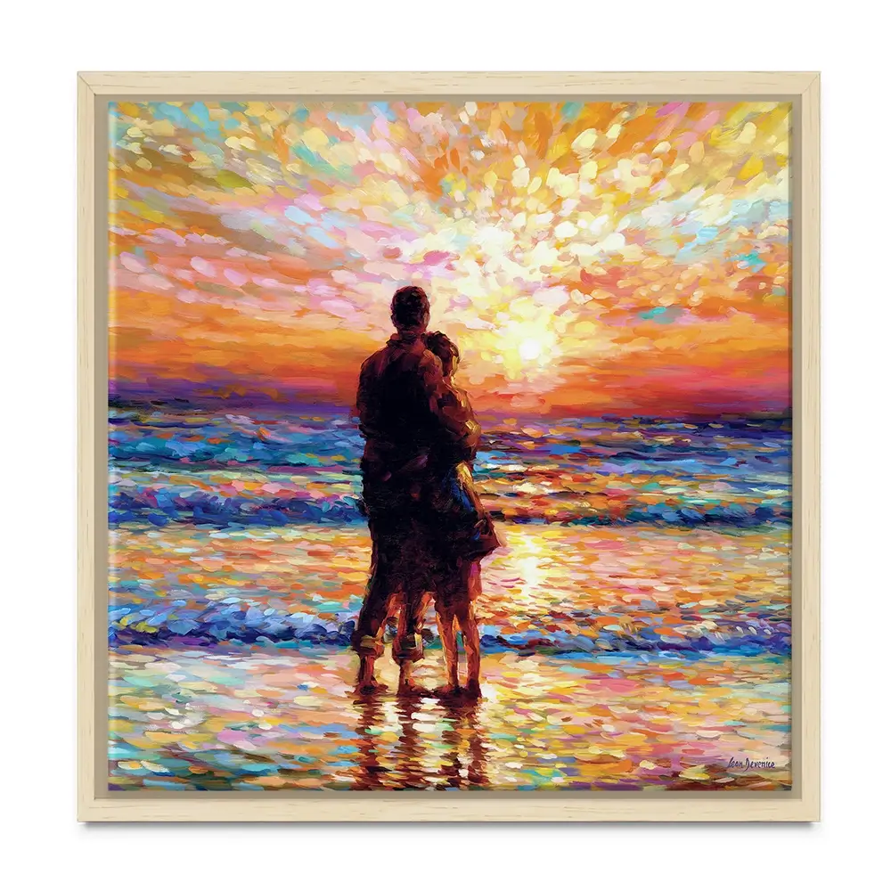 Couple At The Beach Square Canvas Print Couple At The Beach Square Canvas Print wall art product Leon Devenice