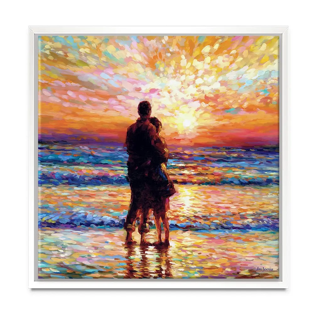 Couple At The Beach Square Canvas Print Couple At The Beach Square Canvas Print wall art product Leon Devenice