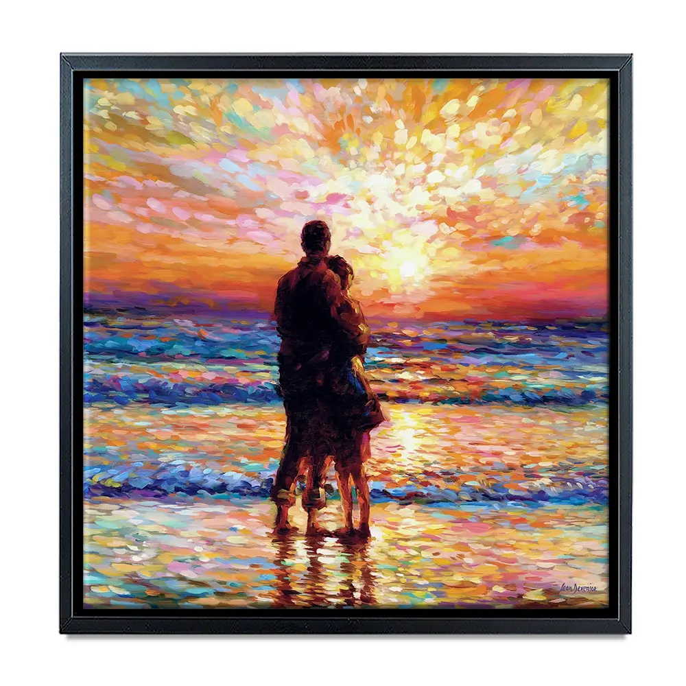 Couple At The Beach Square Canvas Print Couple At The Beach Square Canvas Print wall art product Leon Devenice