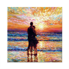 Couple At The Beach Square Canvas Print Couple At The Beach Square Canvas Print wall art product Leon Devenice