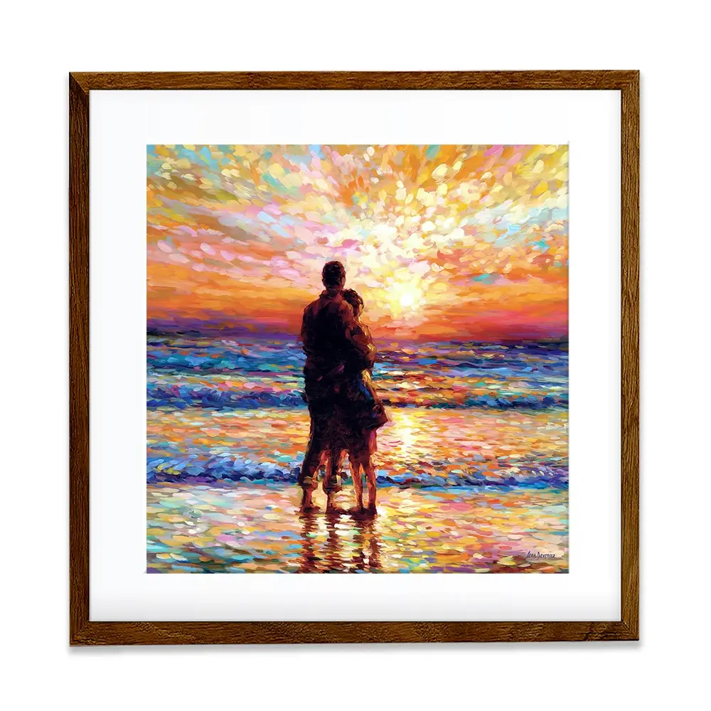 Couple At The Beach Square Framed Art Print Couple At The Beach Square Framed Art Print wall art product Leon Devenice