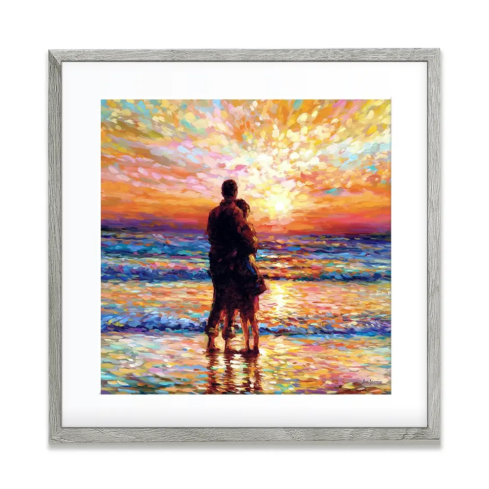 Couple At The Beach Square Framed Art Print Couple At The Beach Square Framed Art Print wall art product Leon Devenice