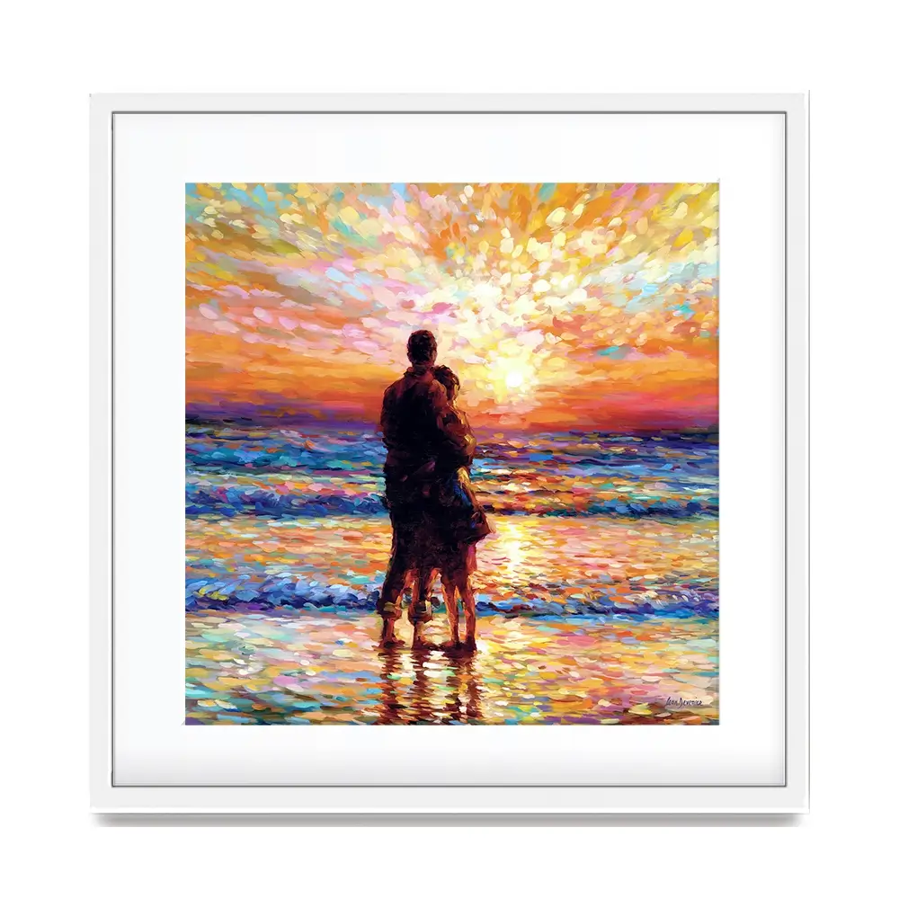 Couple At The Beach Square Framed Art Print Couple At The Beach Square Framed Art Print wall art product Leon Devenice