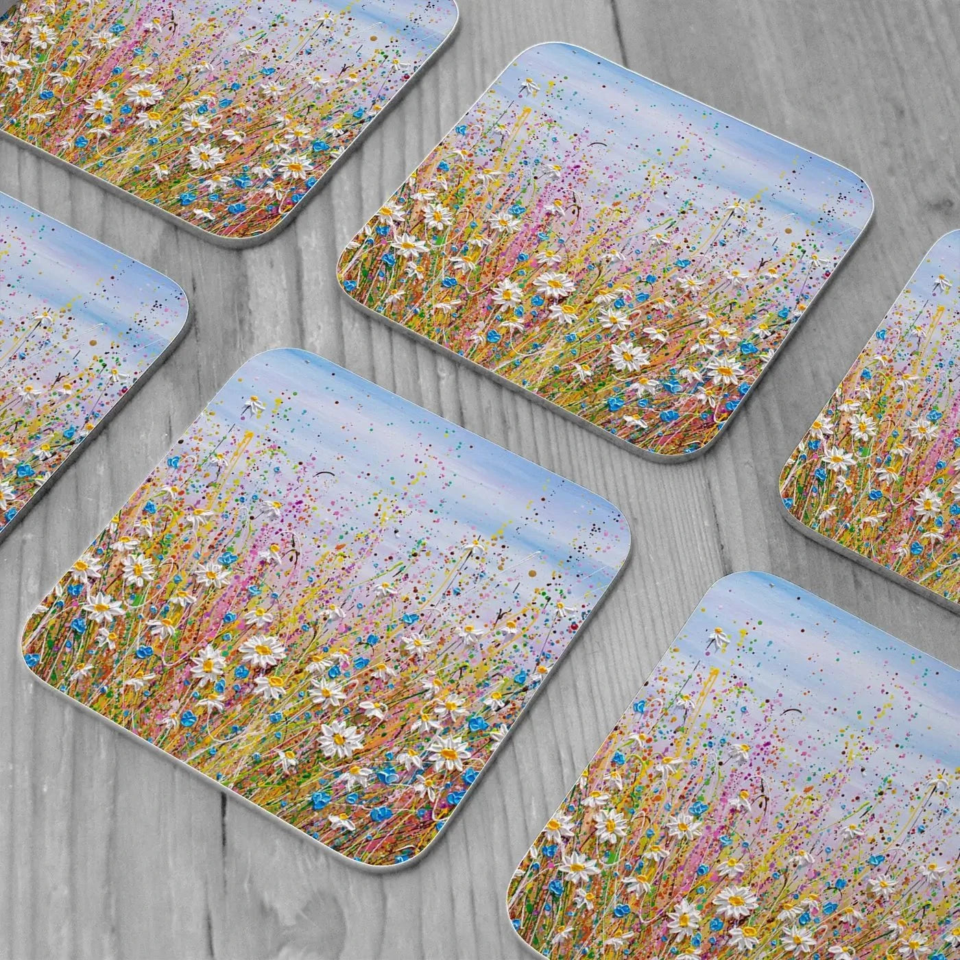 Cover Me In Daisies Coaster Set Rainbow Soul Tree Coaster Set | Rainbow Soul Tree Art Coasters wall art product Olga Tkachyk