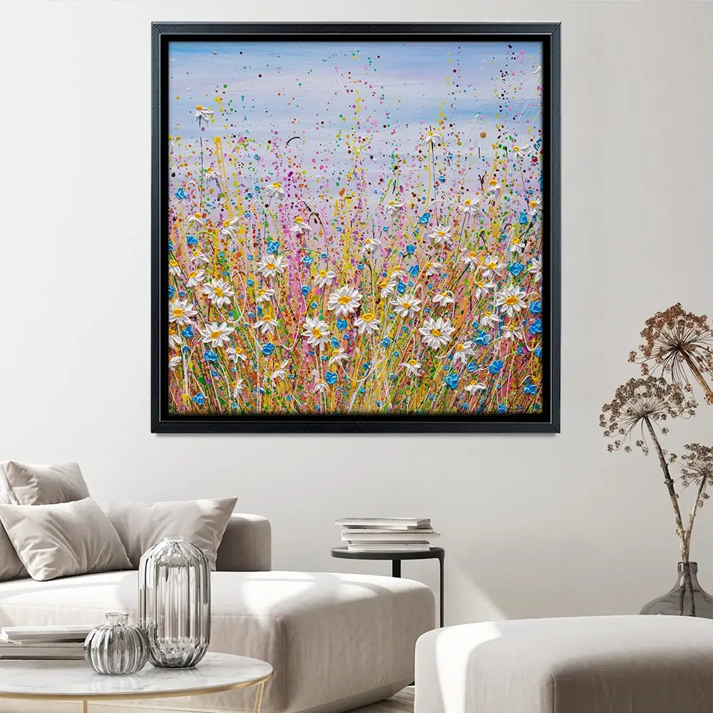 Cover Me In Daisies Square Canvas Print Cover Me In Daisies Square Canvas Print wall art product Olga Tkachyk