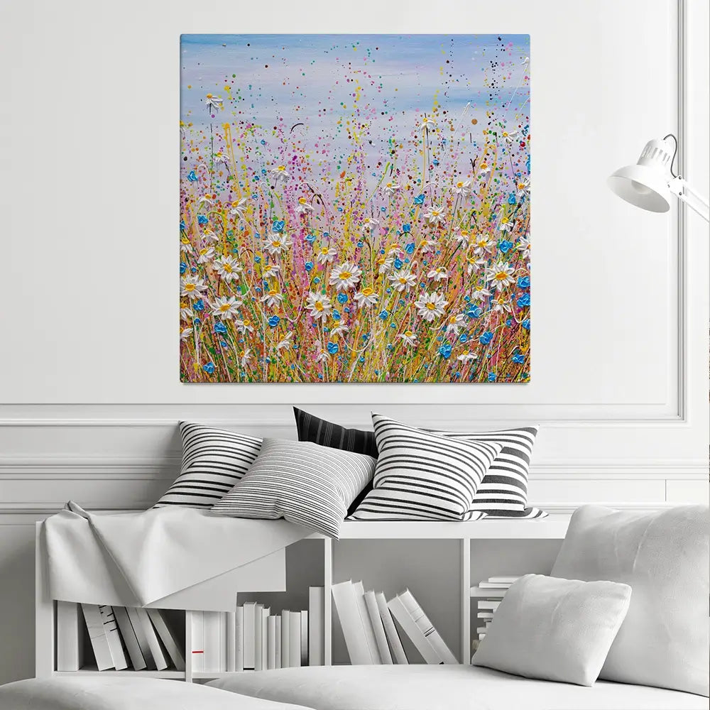 Cover Me In Daisies Square Canvas Print Cover Me In Daisies Square Canvas Print wall art product Olga Tkachyk
