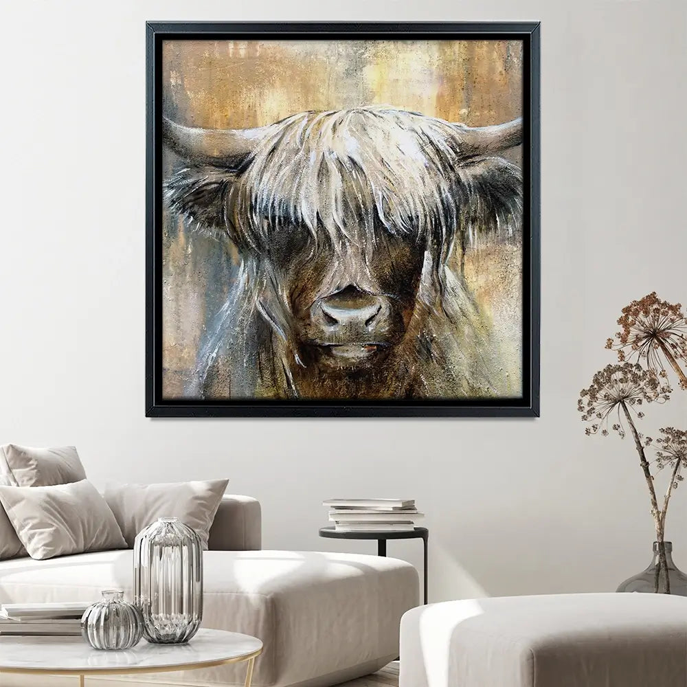 Cow Central Square Canvas Print Cow Central Square Canvas Print wall art product Studio Paint-Ing