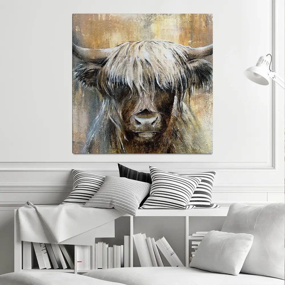 Cow Central Square Canvas Print Cow Central Square Canvas Print wall art product Studio Paint-Ing