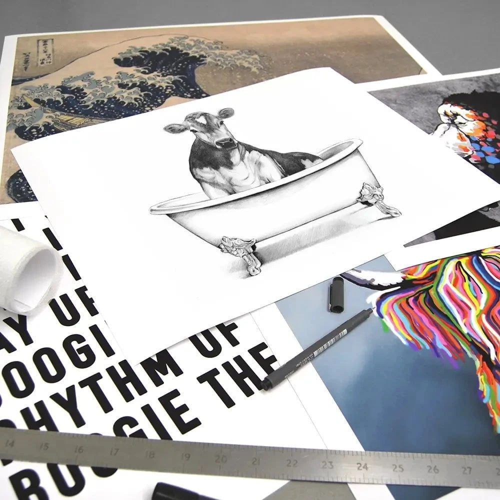 Cow In A Bathtub Art Print Cow In A Bathtub Art Print wall art product Victoria Borges