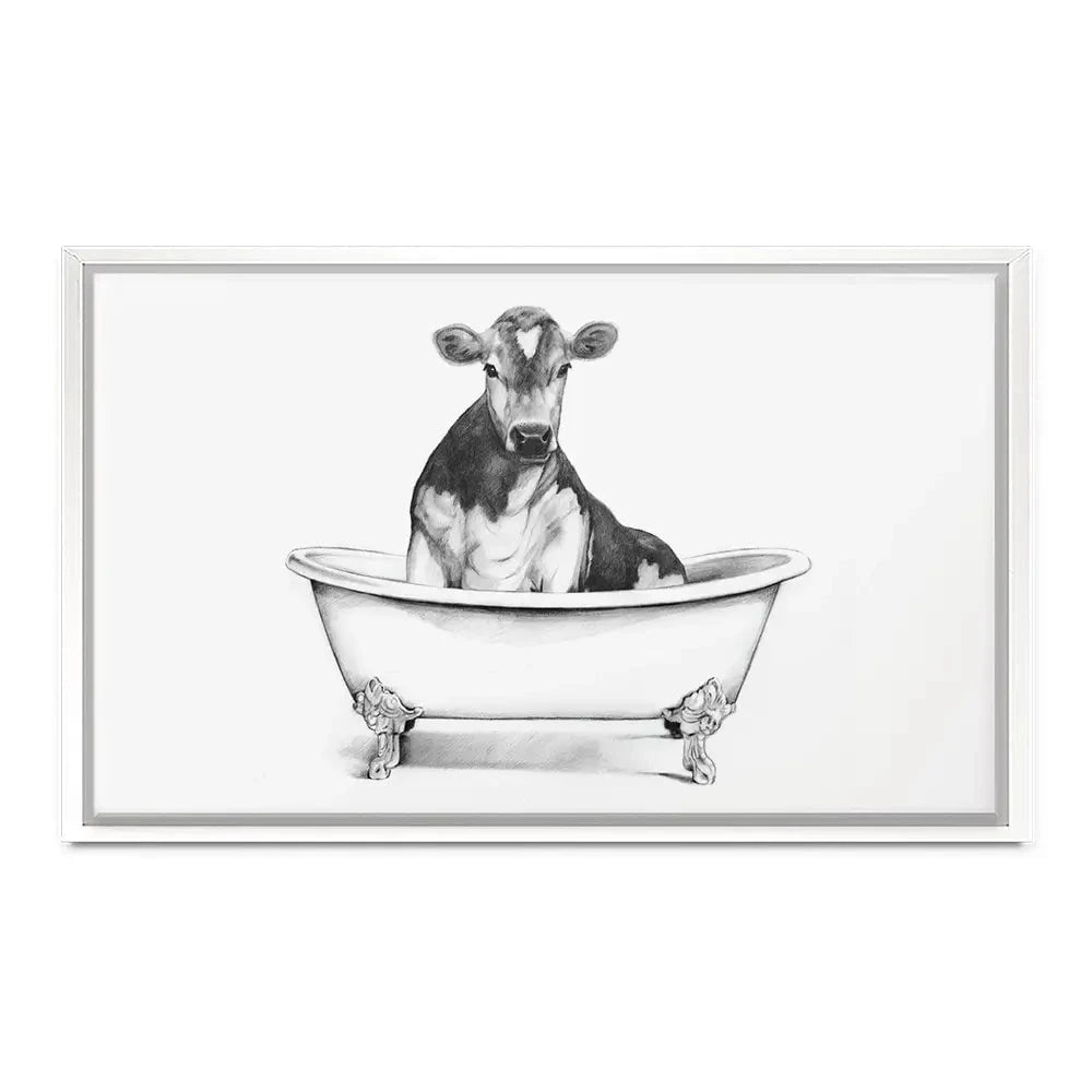 Cow In A Bathtub Canvas Print Cow In A Bathtub Canvas Print wall art product Victoria Borges