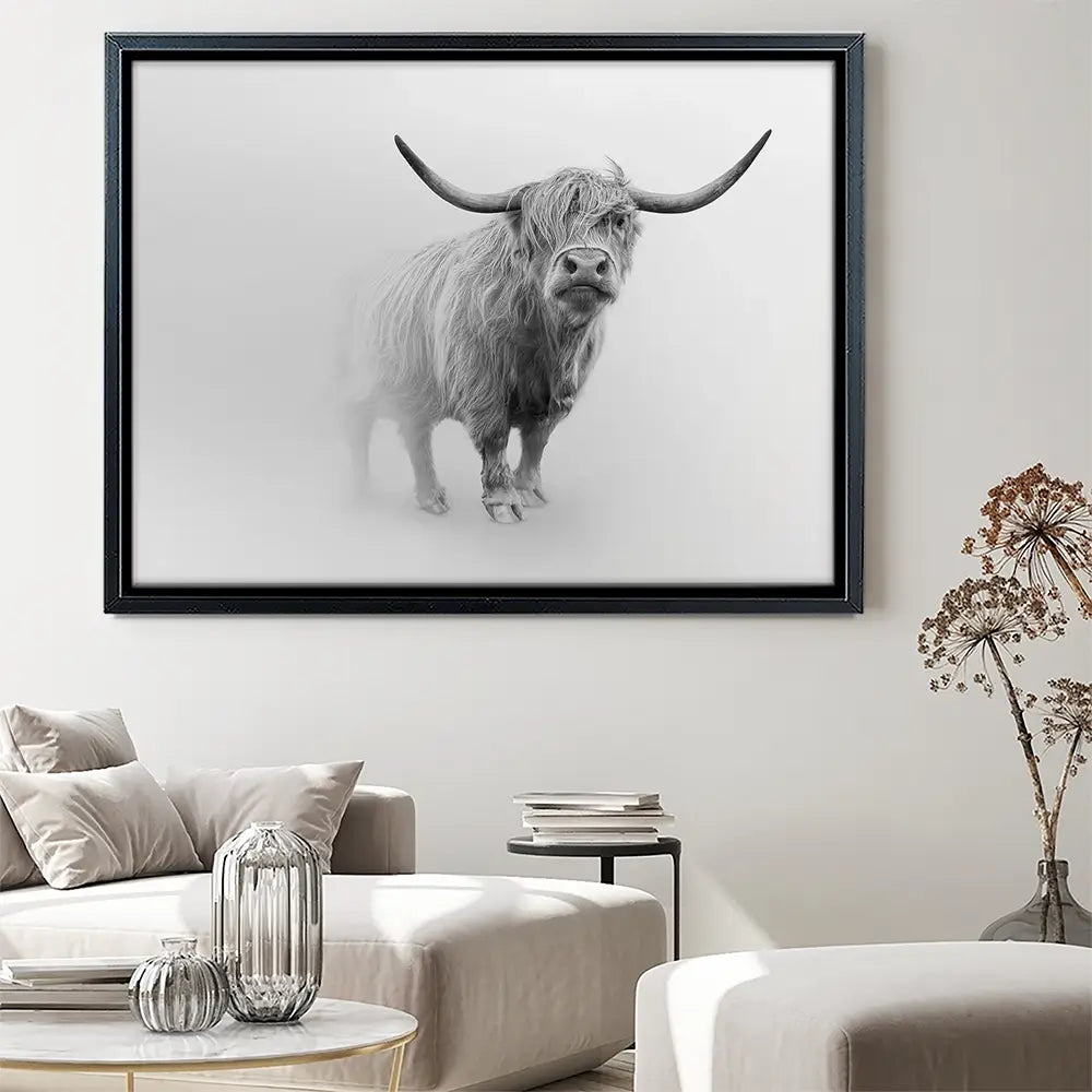 Cow In The Fog Canvas Print Cow In The Fog Canvas Print wall art product Effect of Darkness / Shutterstock