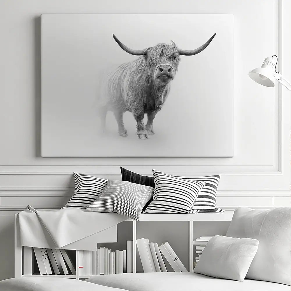 Cow In The Fog Canvas Print Cow In The Fog Canvas Print wall art product Effect of Darkness / Shutterstock