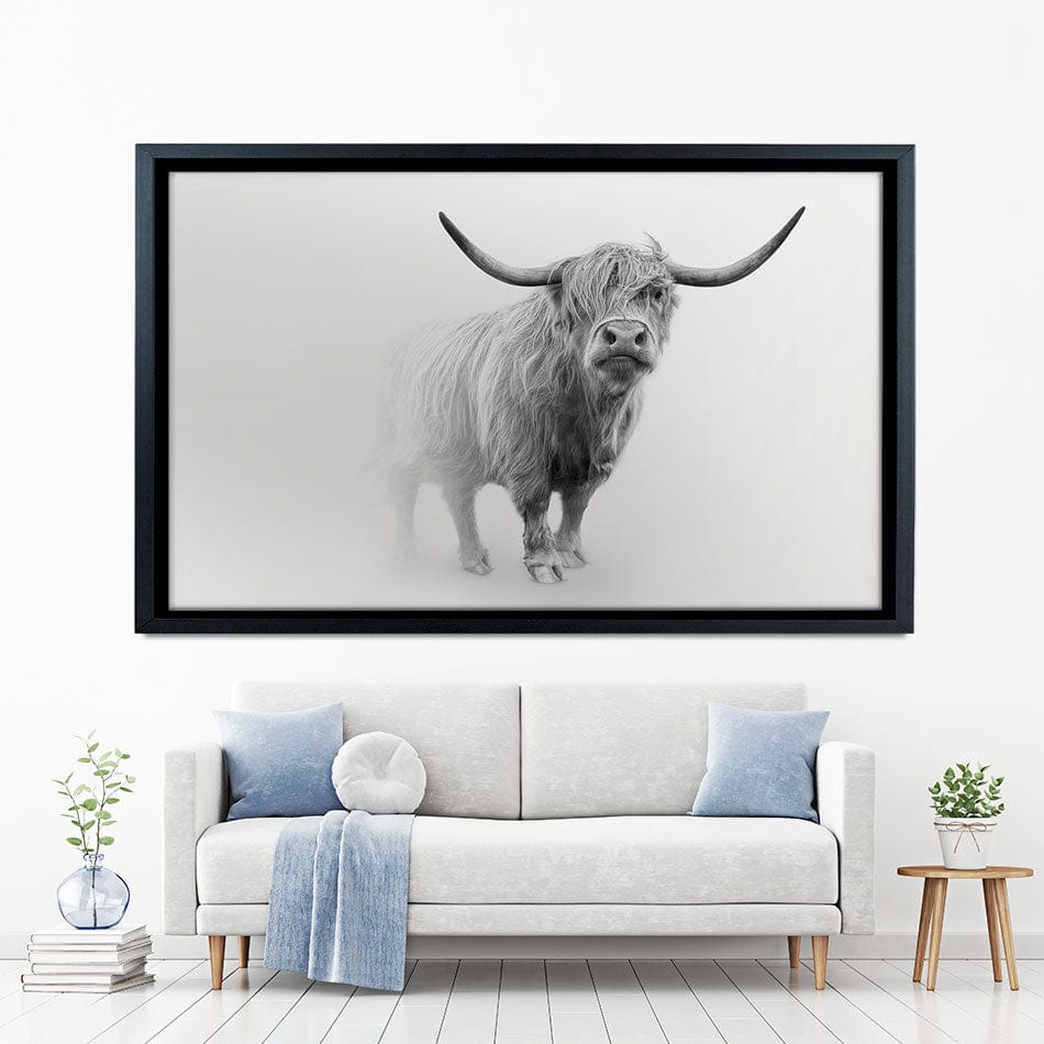 Cow In The Fog Canvas Print wall art product Effect of Darkness / Shutterstock
