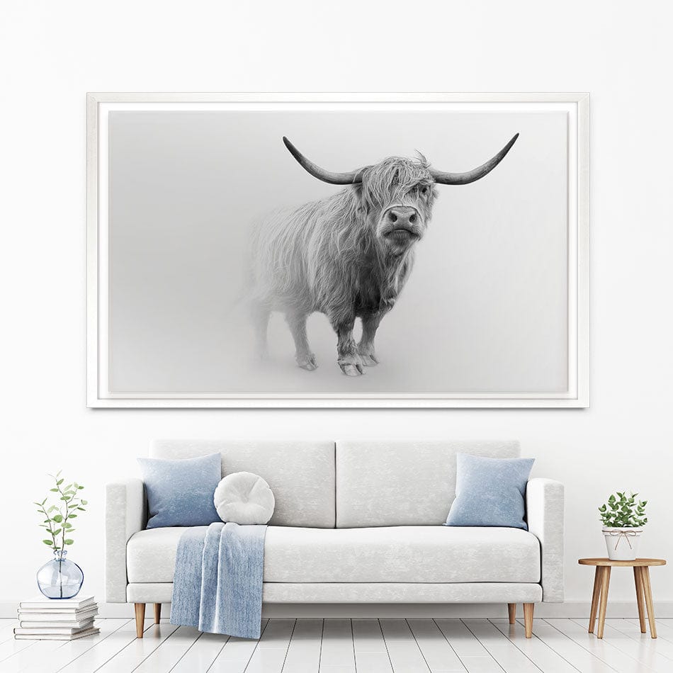 Cow In The Fog Canvas Print wall art product Effect of Darkness / Shutterstock